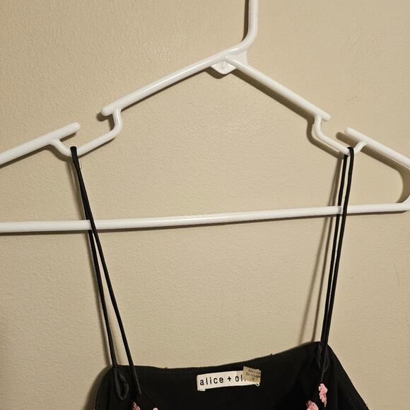 alice + olivia Black and Pink Harmon Cheetah Print Cami Tank Top Small Sequin - Picture 4 of 7